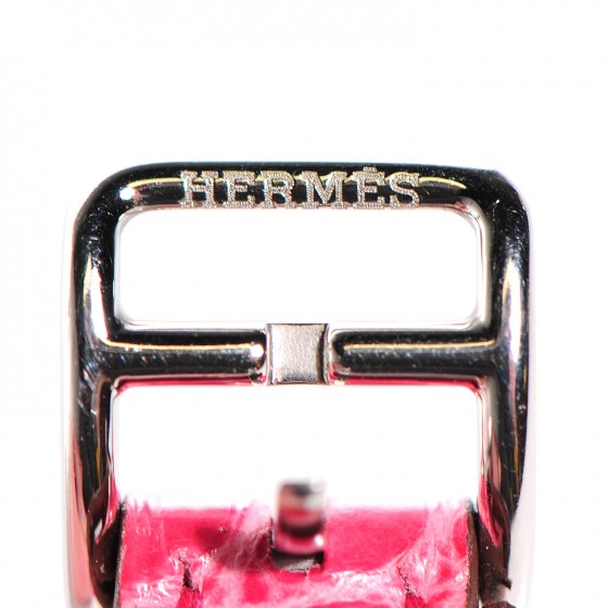 Hermes Stainless Steel Alligator Diamond Mother of Pearl 21mm Heure H Hour Quartz Watch Framboise 5 of 16