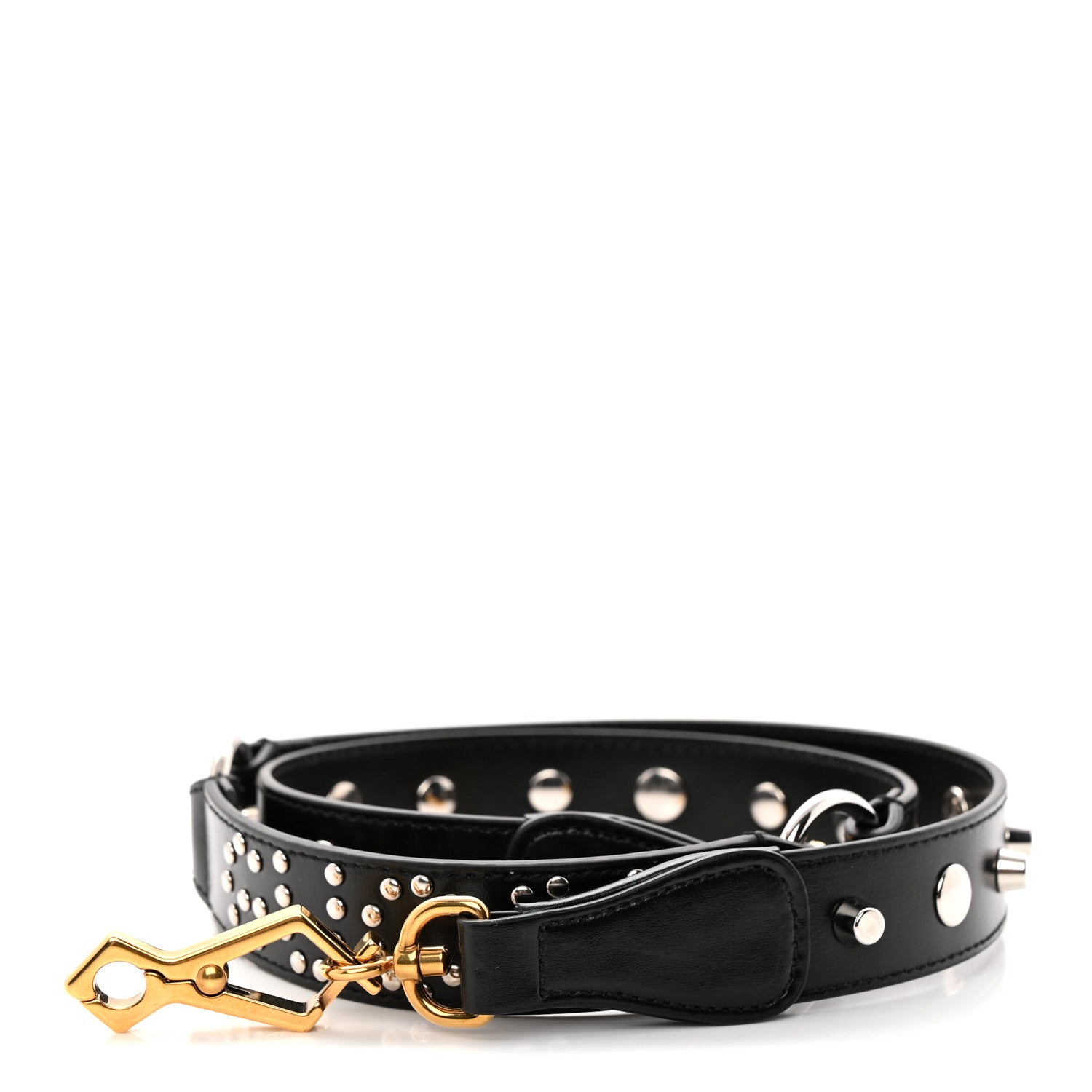 Gucci Calfskin Studded Logo Shoulder Strap Black 1 of 3