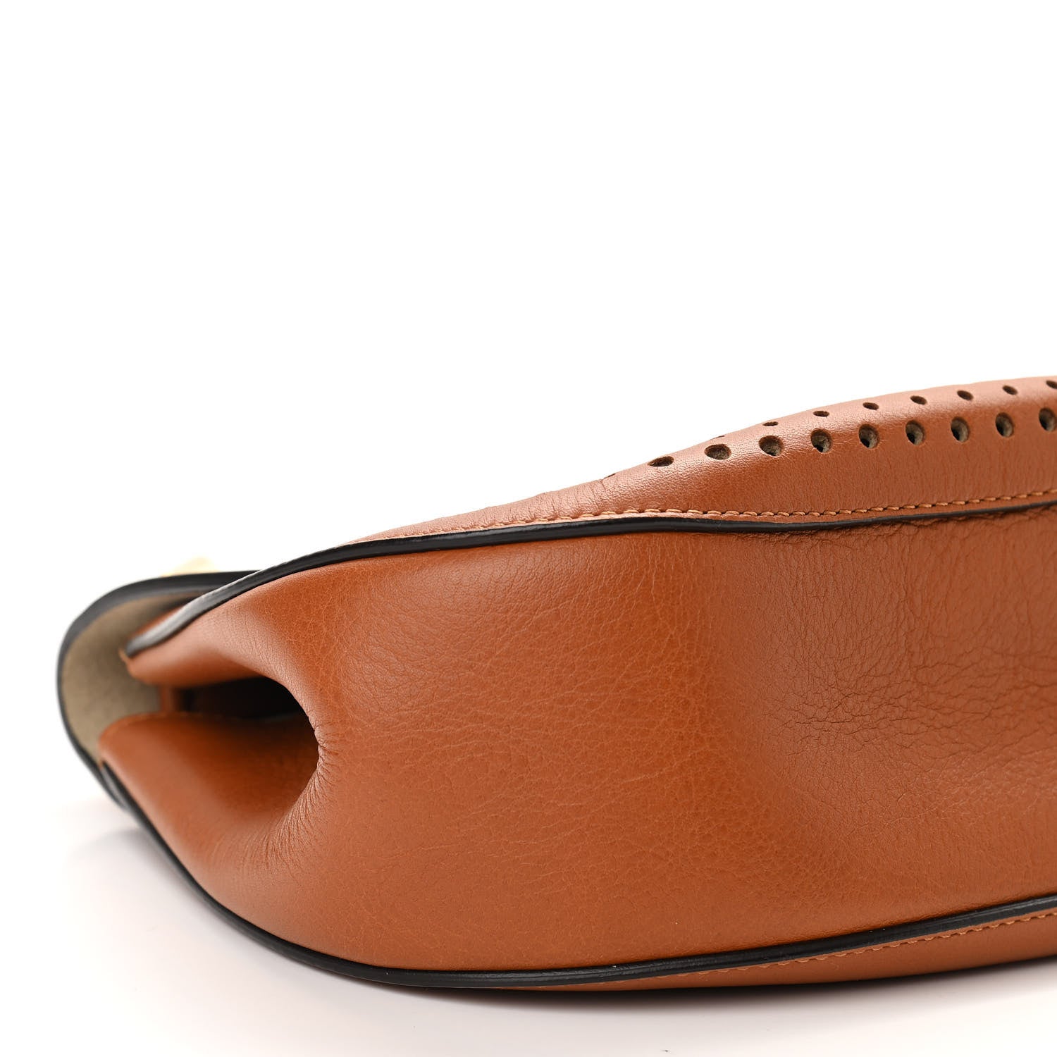 Chloe Calfskin Perforated Drew Shoulder Bag Caramel 7 of 8