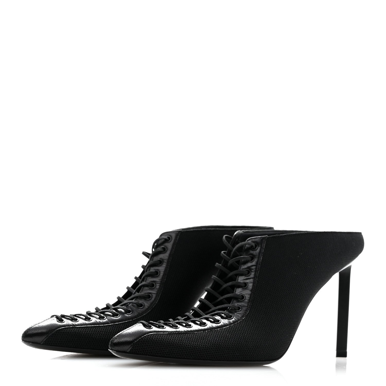 Givenchy Knit Fabric Show Lace-Up Mules 37 Black 4 of 10