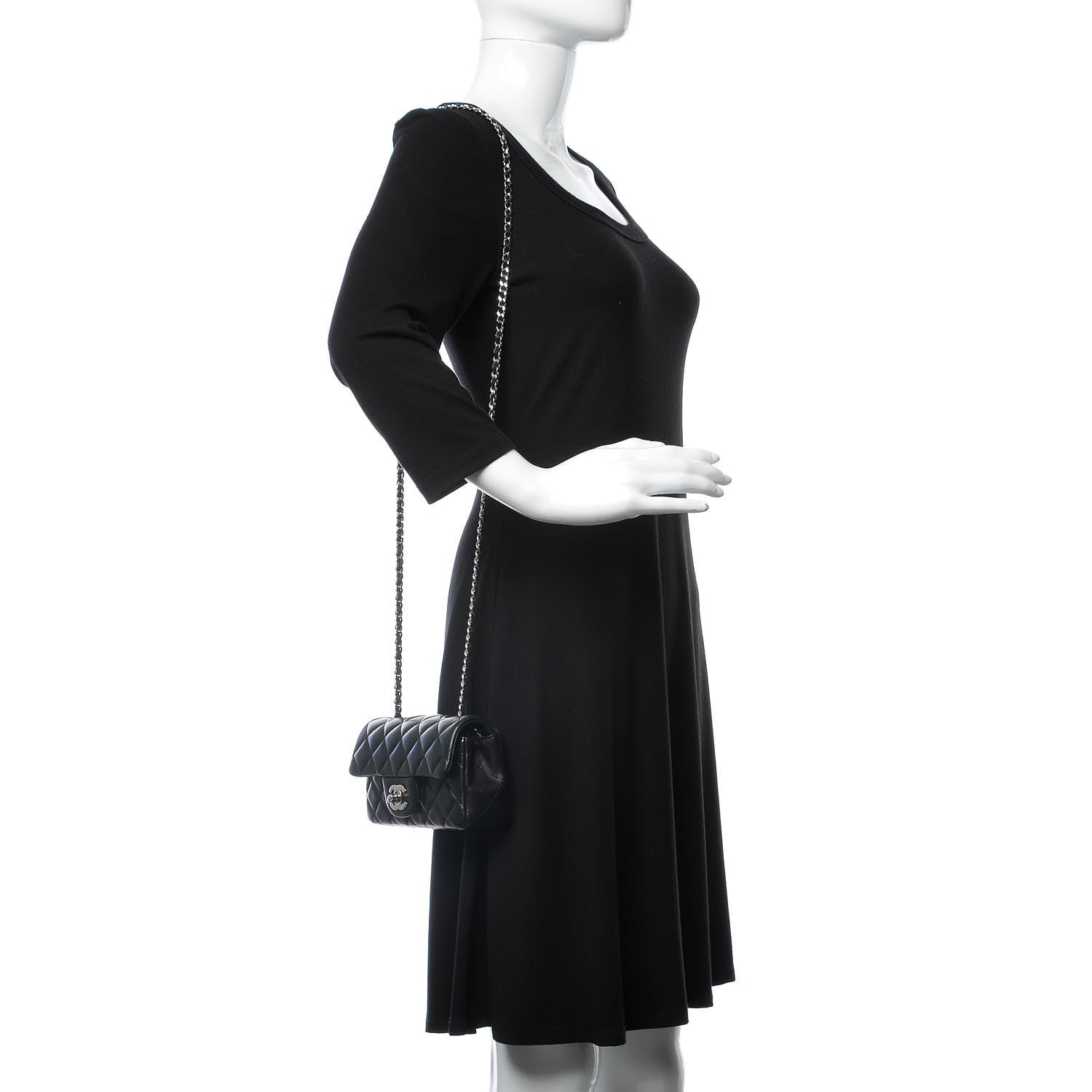 Chanel Lambskin Quilted Extra Mini Rectangular Flap Black 2 of 8