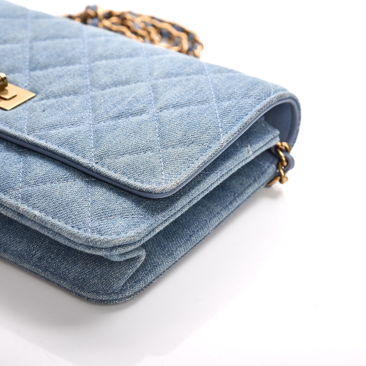 Denim Quilted Reissue Wallet On Chain WOC Blue