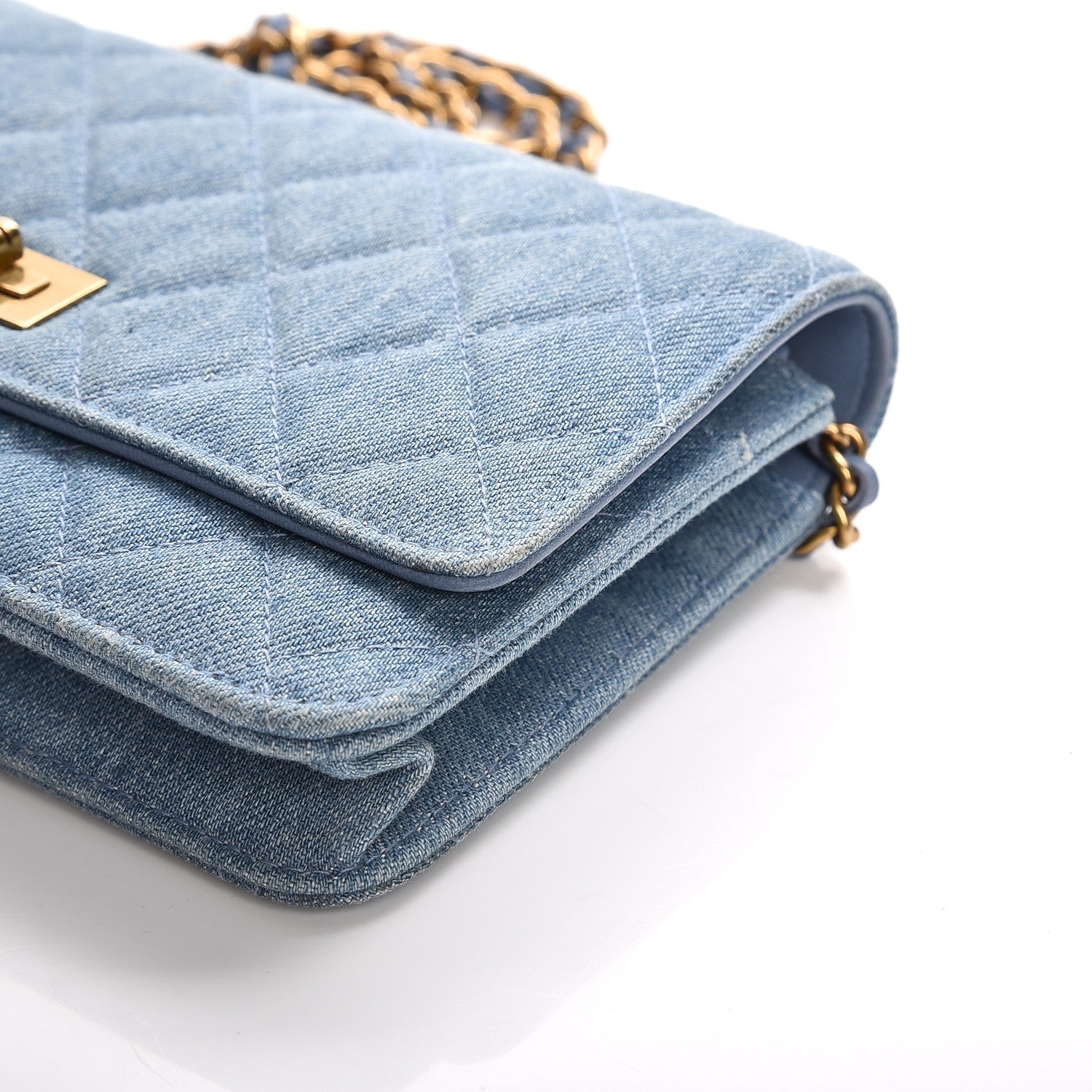 Chanel Denim Quilted Reissue Wallet On Chain WOC Blue 10 of 10