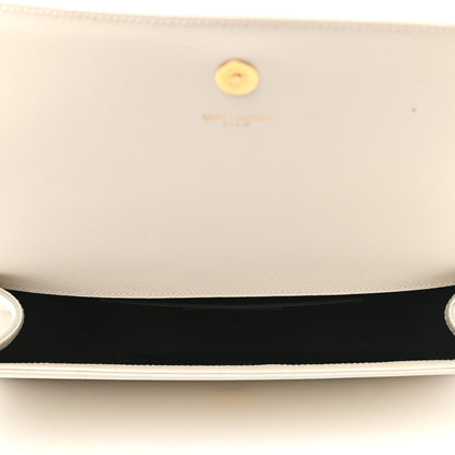 Saint Laurent Grain De Poudre Classic Monogram Cassandre Clutch Dove White 4 of 10
