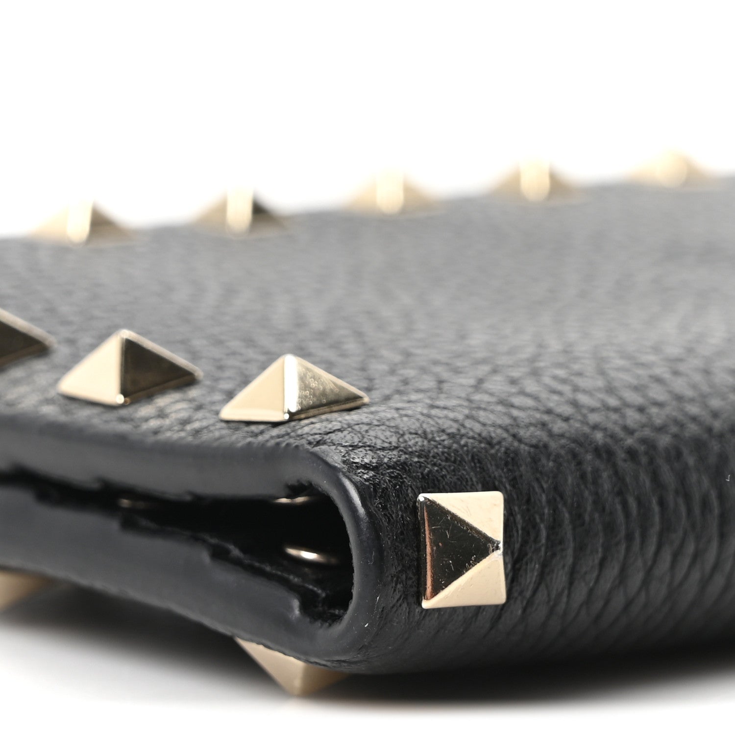 Valentino Garavani Pebbled Calfskin Rockstud Continental Wallet Black 8 of 9