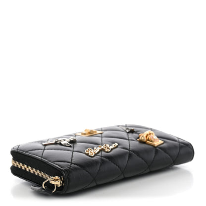 Chanel Aged Calfskin Quilted Small Lucky Charms 2.55 Reissue Zip Around Wallet Black 4 of 9