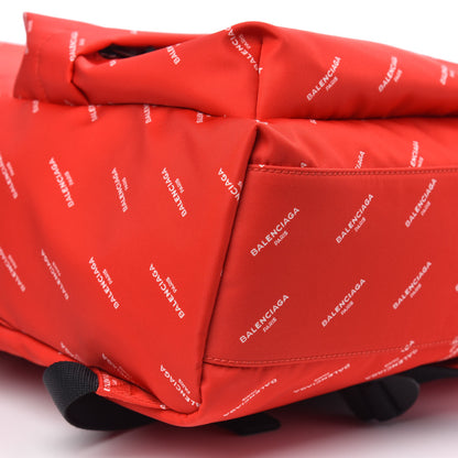 Balenciaga Twill Nylon Allover Logo Print Explorer Backpack Rouge Vermillion White 8 of 9