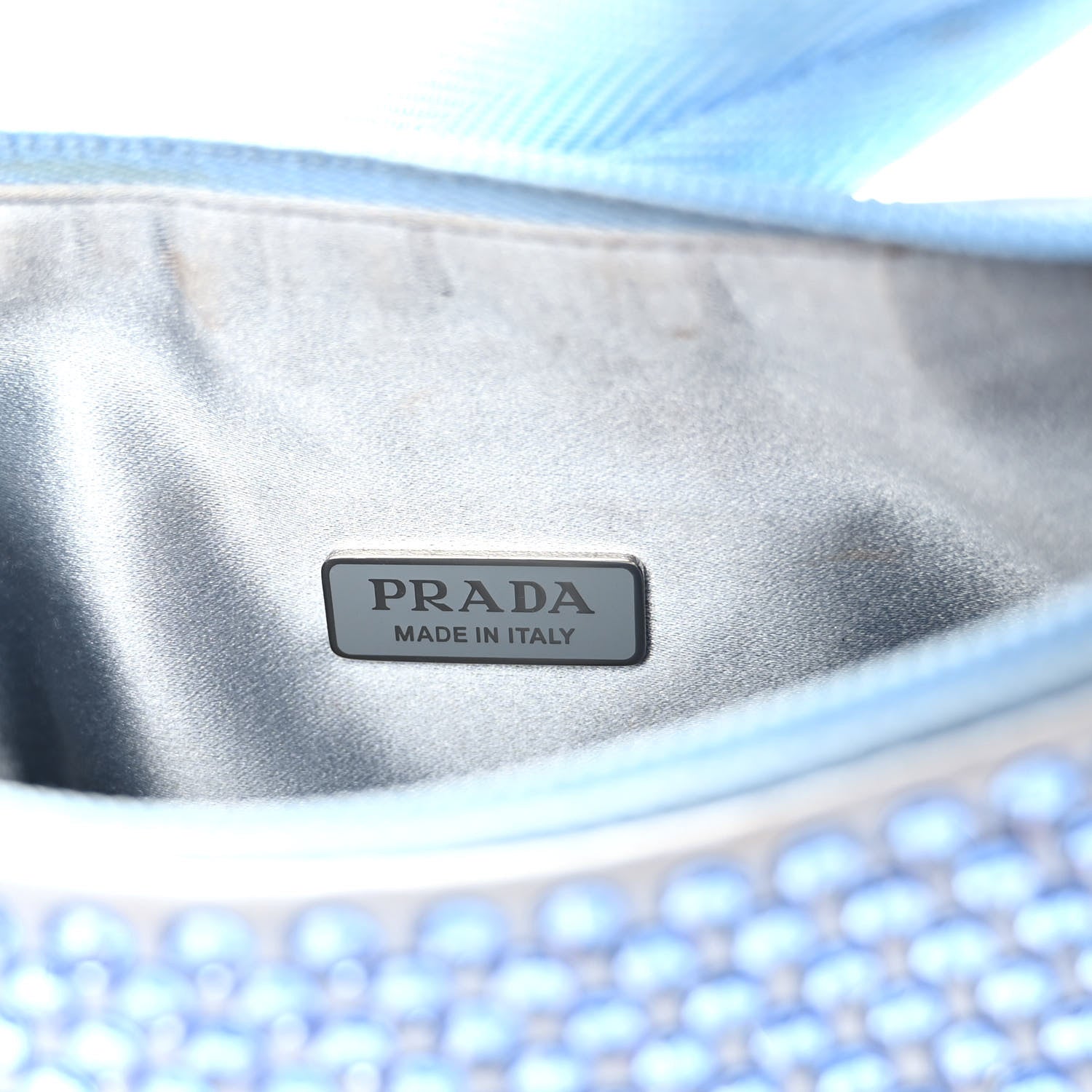 Prada Satin Crystal Mini Re-Edition 2000 Bag Celeste 6 of 12