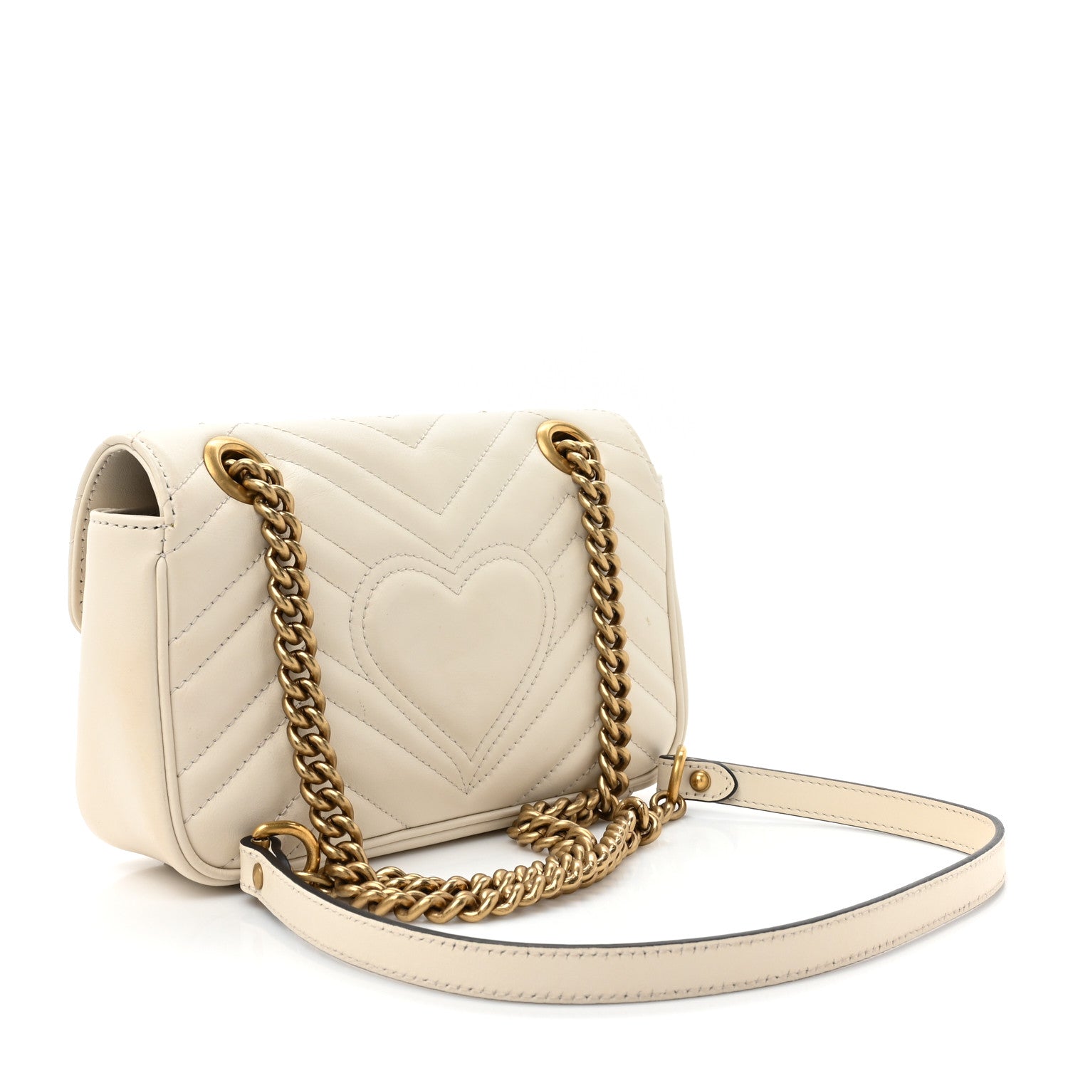 Gucci Calfskin Matelasse Mini GG Marmont Shoulder Bag White 3 of 11