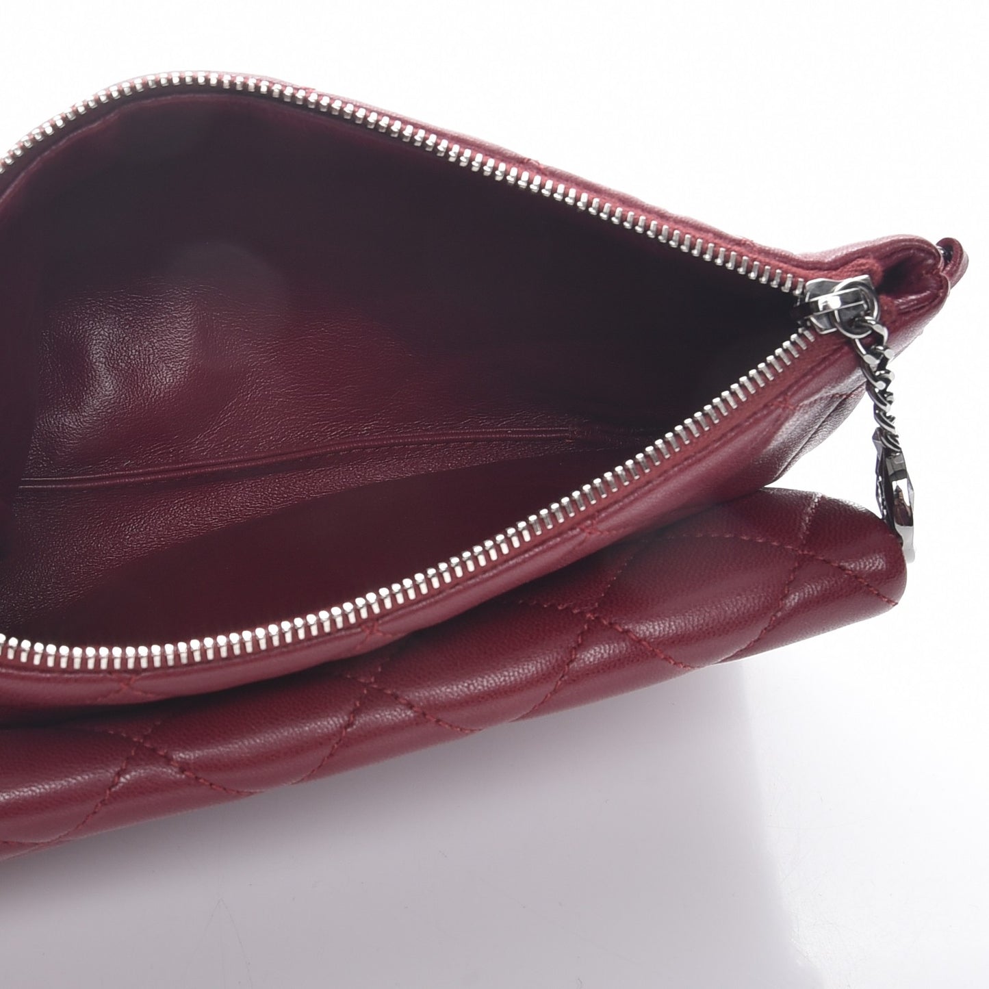 Lambskin Mineral Nights Flap Wristlet Dark Red