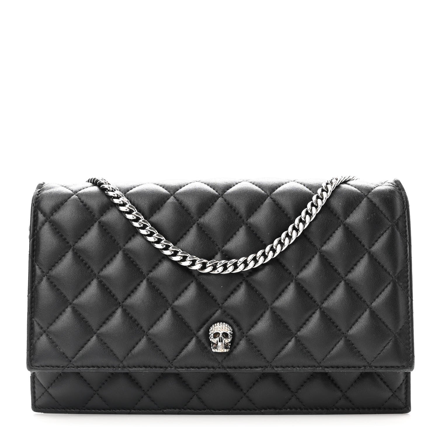 Alexander McQueen Calfskin Quilted Medium Skull Chain Crossbody Bag Black 1 of 17