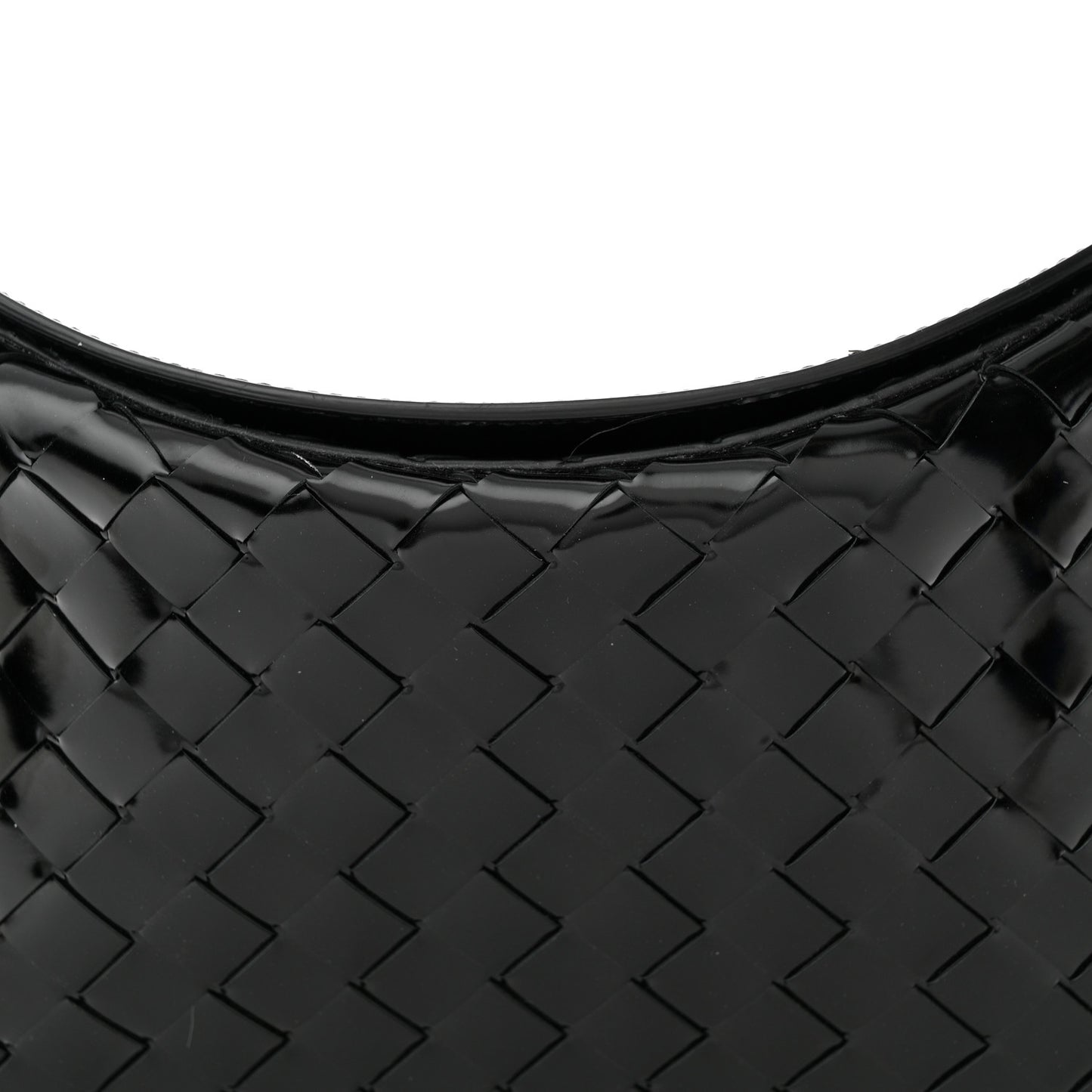 Patent Intrecciato Shoulder Bag Black