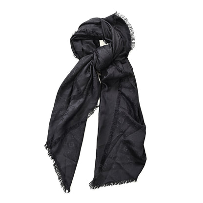 Louis Vuitton Silk Wool Monogram Shawl Anthracite 2 of 5