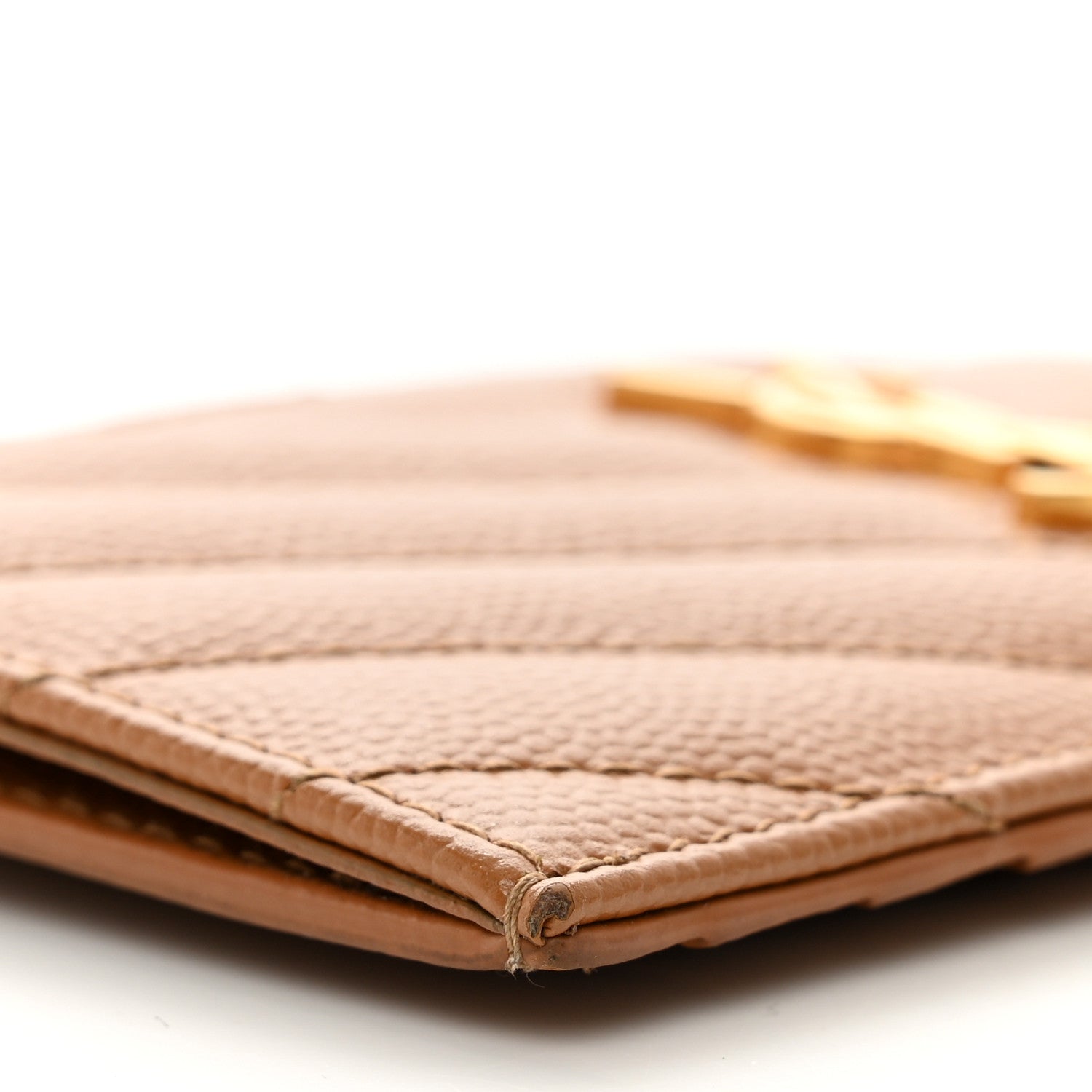 Saint Laurent Grain De Poudre Matelasse Chevron Monogram Fragments Zippered Card Case Naturel Dark 9 of 9