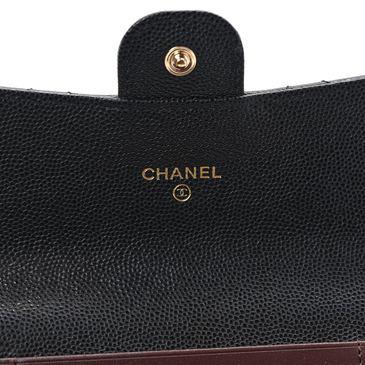 Caviar Quilted Medium Gusset Flap Wallet Black