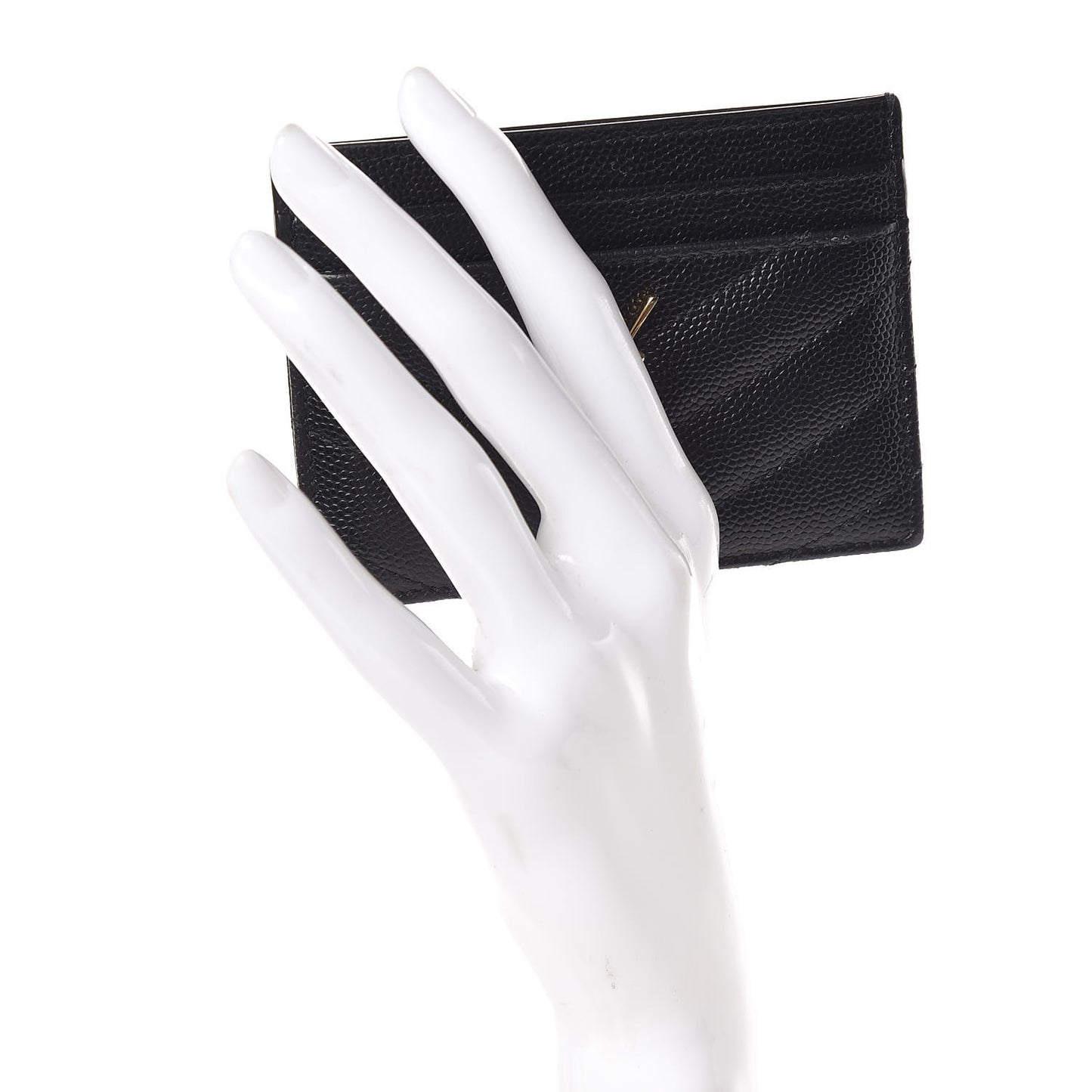 Grain De Poudre Matelasse Chevron Monogram Credit Card Case Black