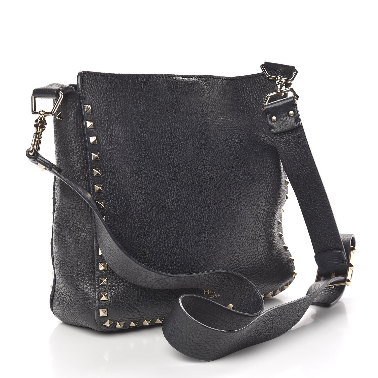 Valentino Garavani Pebbled Calfskin Small Rockstud Flip-Lock Messenger Bag Black 3 of 15