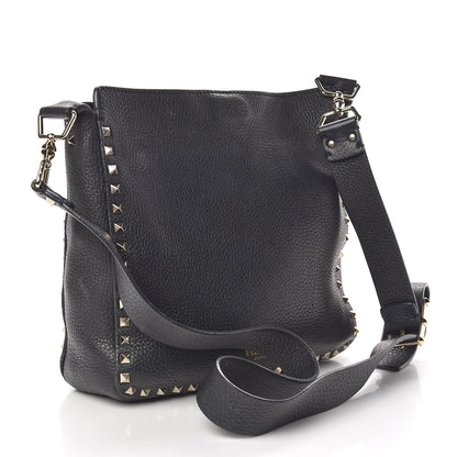 Valentino Garavani Pebbled Calfskin Small Rockstud Flip-Lock Messenger Bag Black 3 of 15