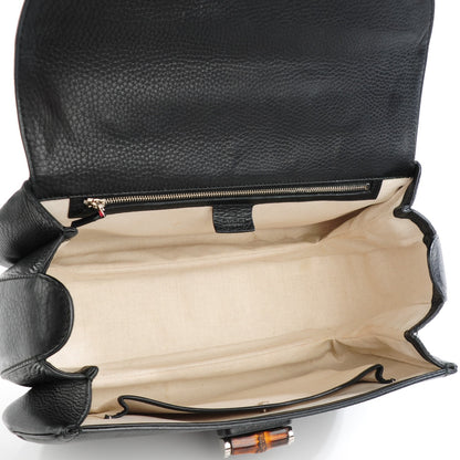 Gucci Calfskin Large New Bamboo Top Handle Bag Black 5 of 7