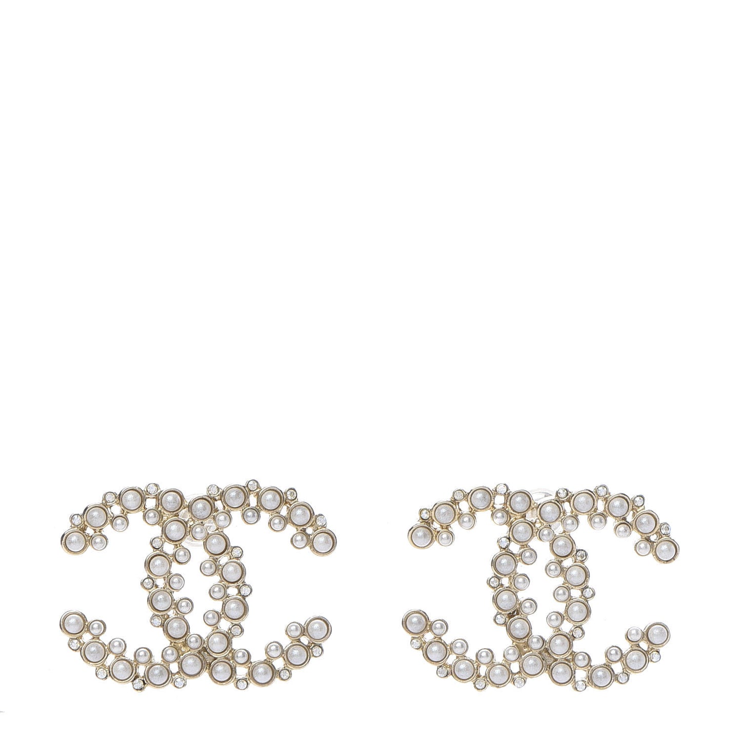 Pearl Crystal CC Earrings Gold