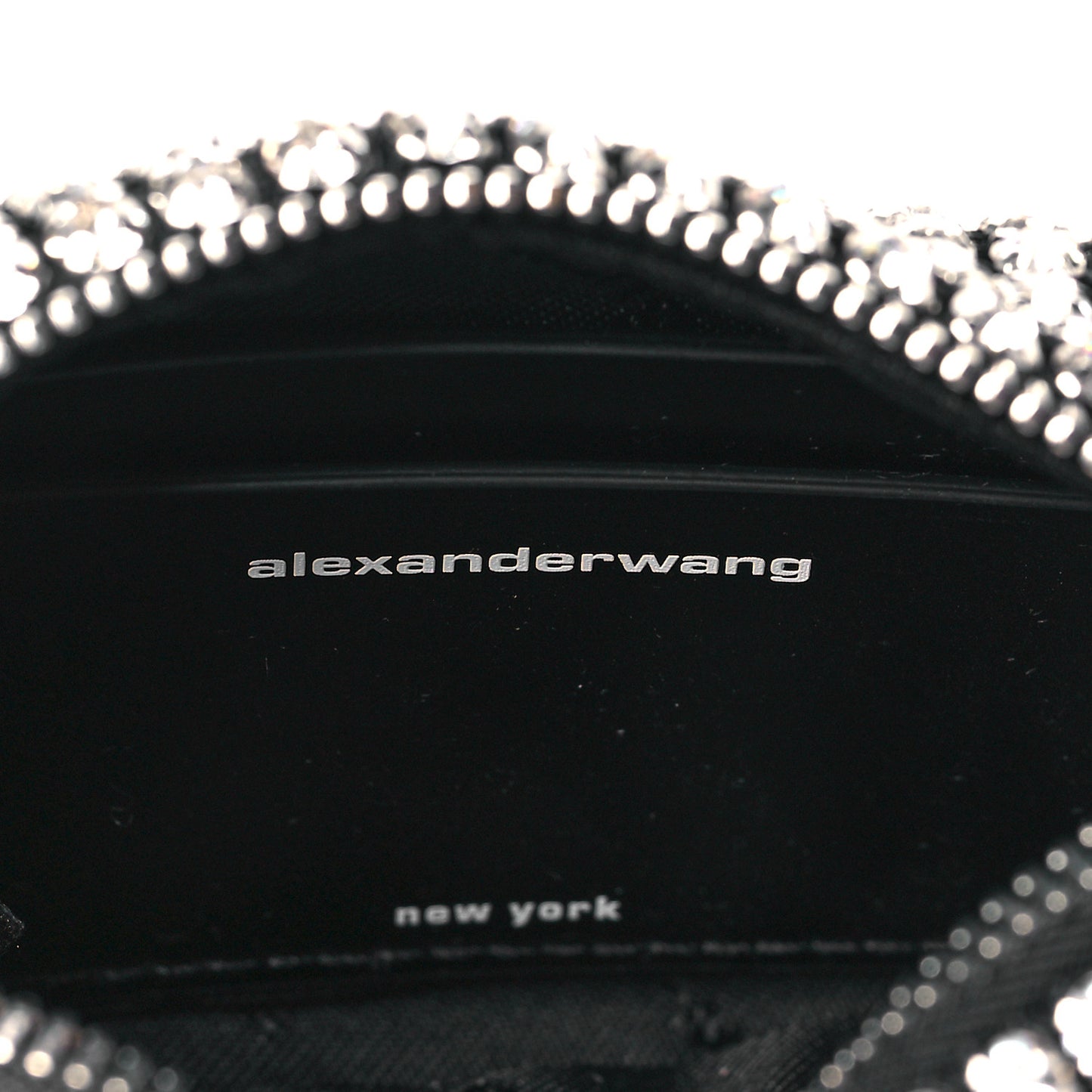 Mesh Crystal Rhinestone Mini Heiress Pouch Black Silver