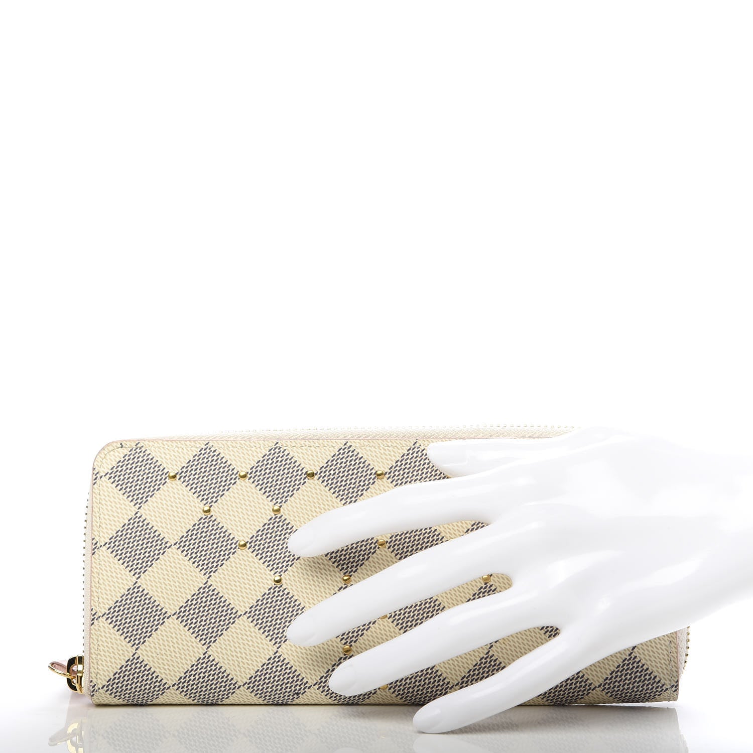Louis Vuitton Damier Azur Studded Clemence Wallet Rose Ballerine 2 of 7