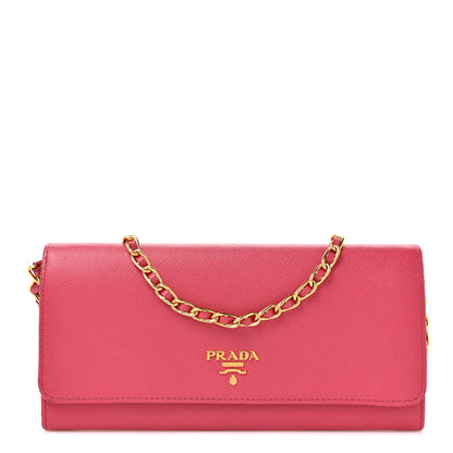 Prada Saffiano Wallet on Chain Peonia 1 of 13