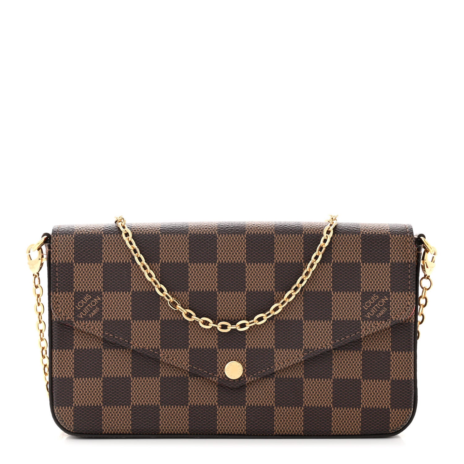 Louis Vuitton Damier Ebene Pochette Felicie Chain Wallet 1 of 11