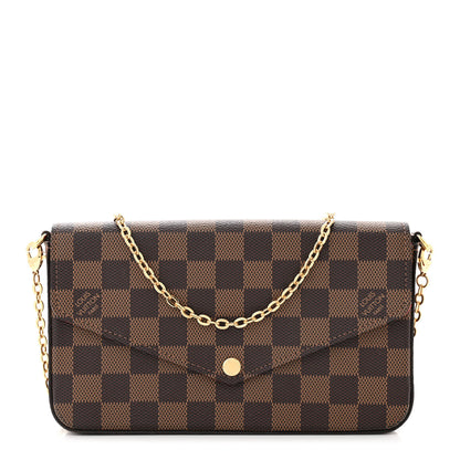 Louis Vuitton Damier Ebene Pochette Felicie Chain Wallet 1 of 11