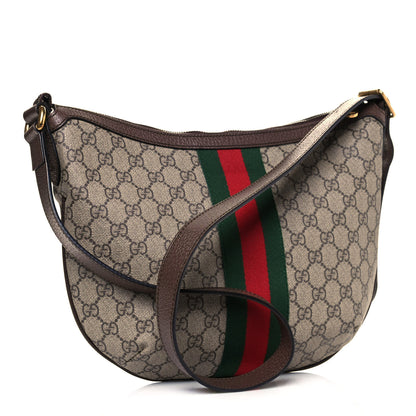 Gucci GG Supreme Monogram Web Small Ophidia Half Moon Hobo Brown 2 of 11