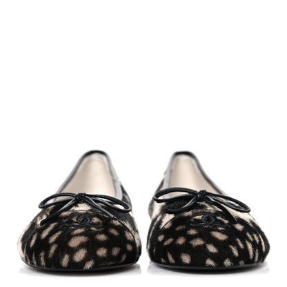 Chanel Pony Hair Cap Toe CC Ballerina Flats 37.5 White Brown Black 3 of 11