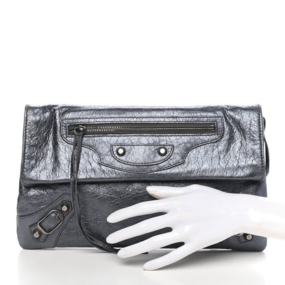 Balenciaga Agneau Classic Hardware Envelope Clutch Gris Hematite 2 of 10