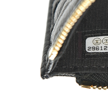 Chanel Caviar Camellia Embossed Classic Flat Wallet Pouch Black 6 of 7