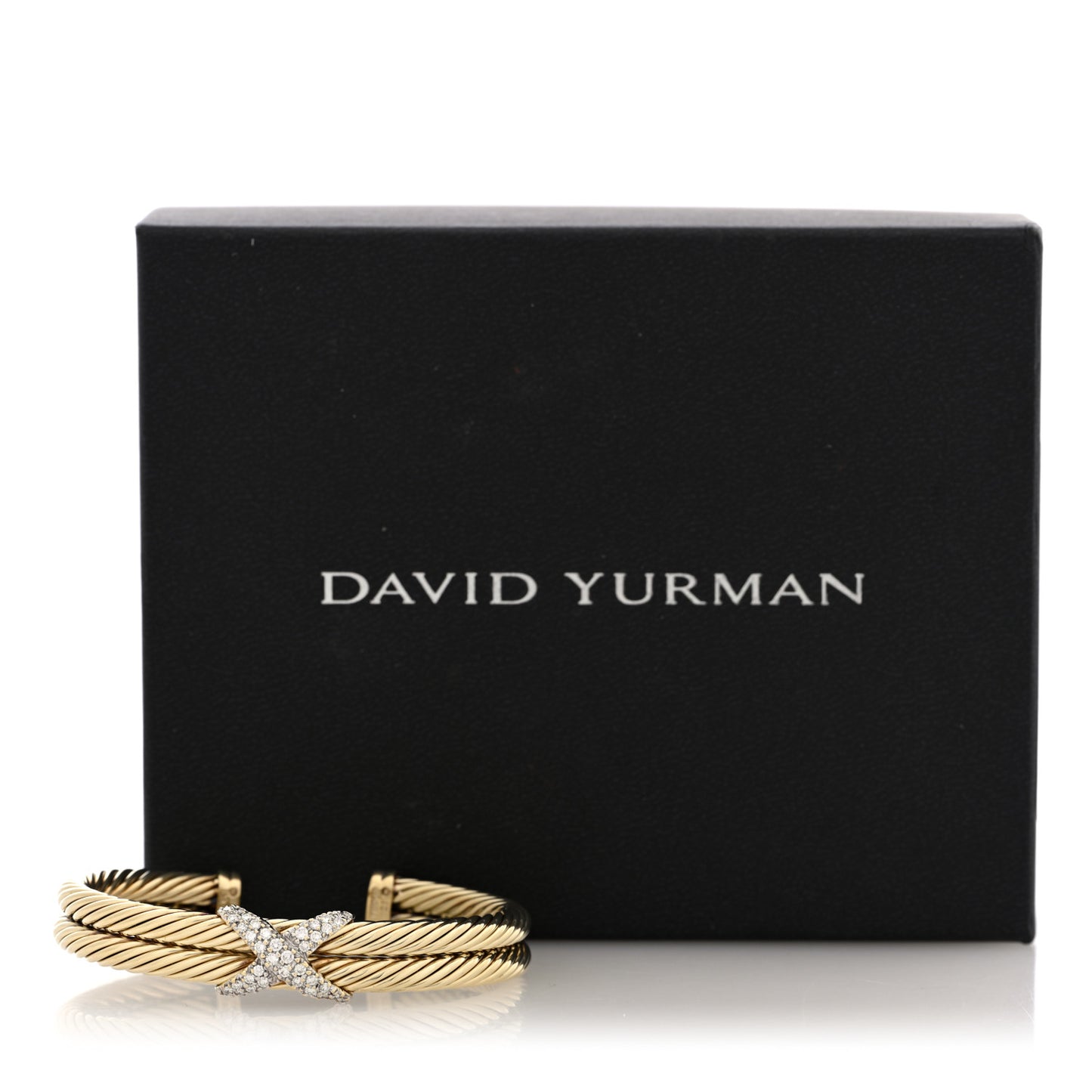 14K Yellow Gold Diamond X Station Double Cable Bracelet