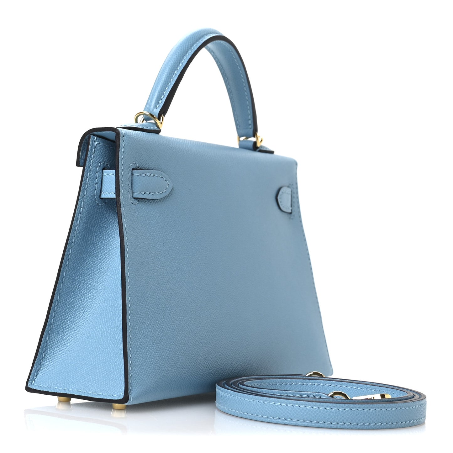 Madame Calfskin Mini Kelly Sellier 20 Bleu Du Nord