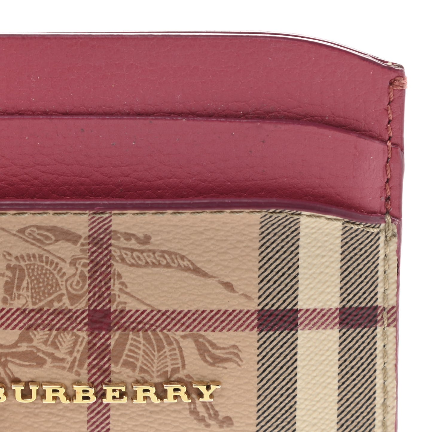Soft Grain Calfskin Haymarket Check Izzy Card Case Pink