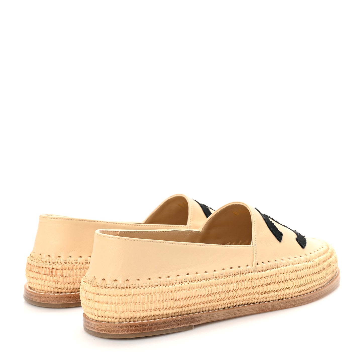 Lambskin Grosgrain CC Espadrilles 39 Beige Black