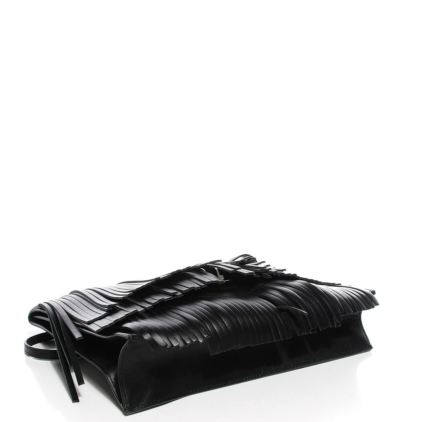 Calfskin Large Fringe Lunch Bag Black