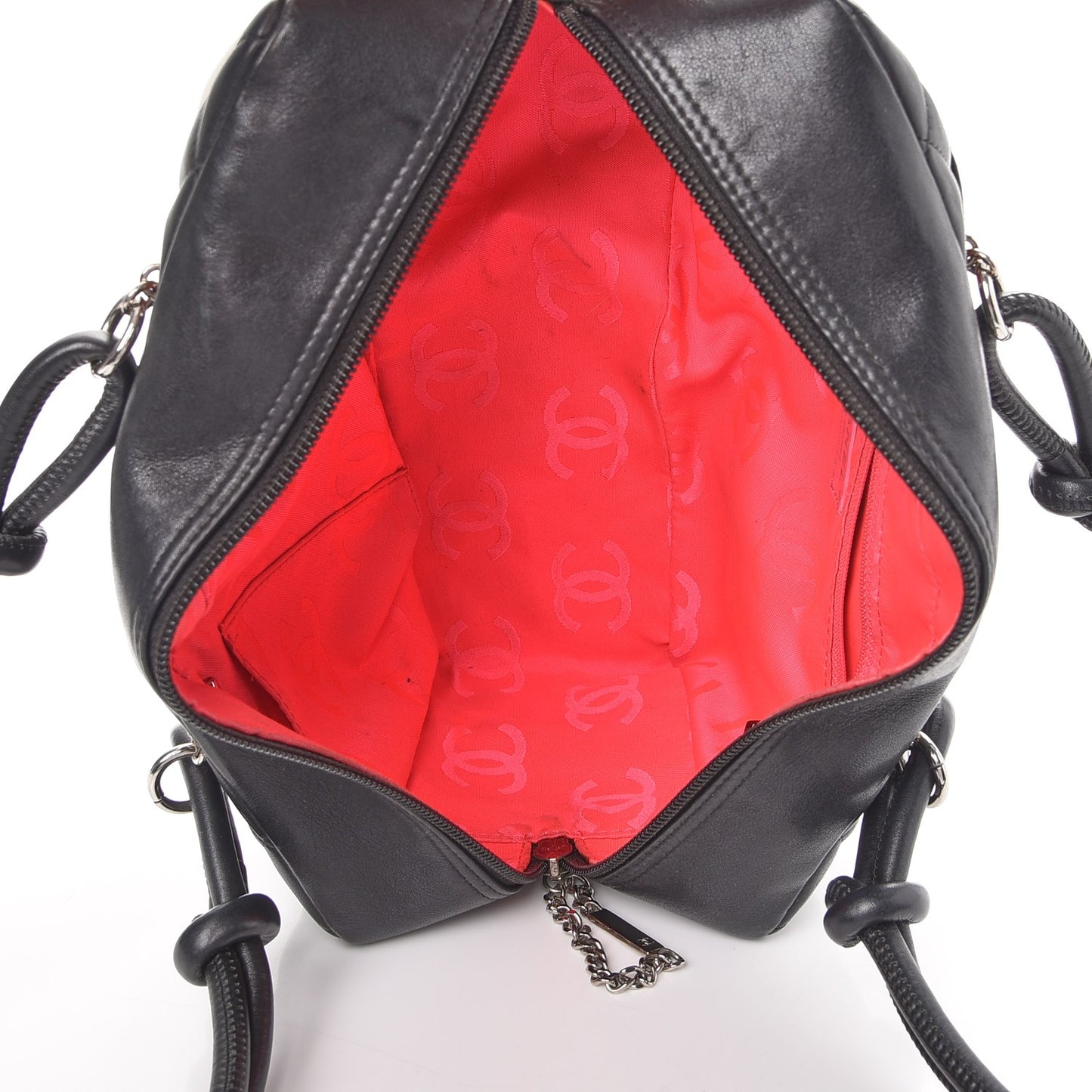 Calfskin Quilted Large Cambon Bowler Black White