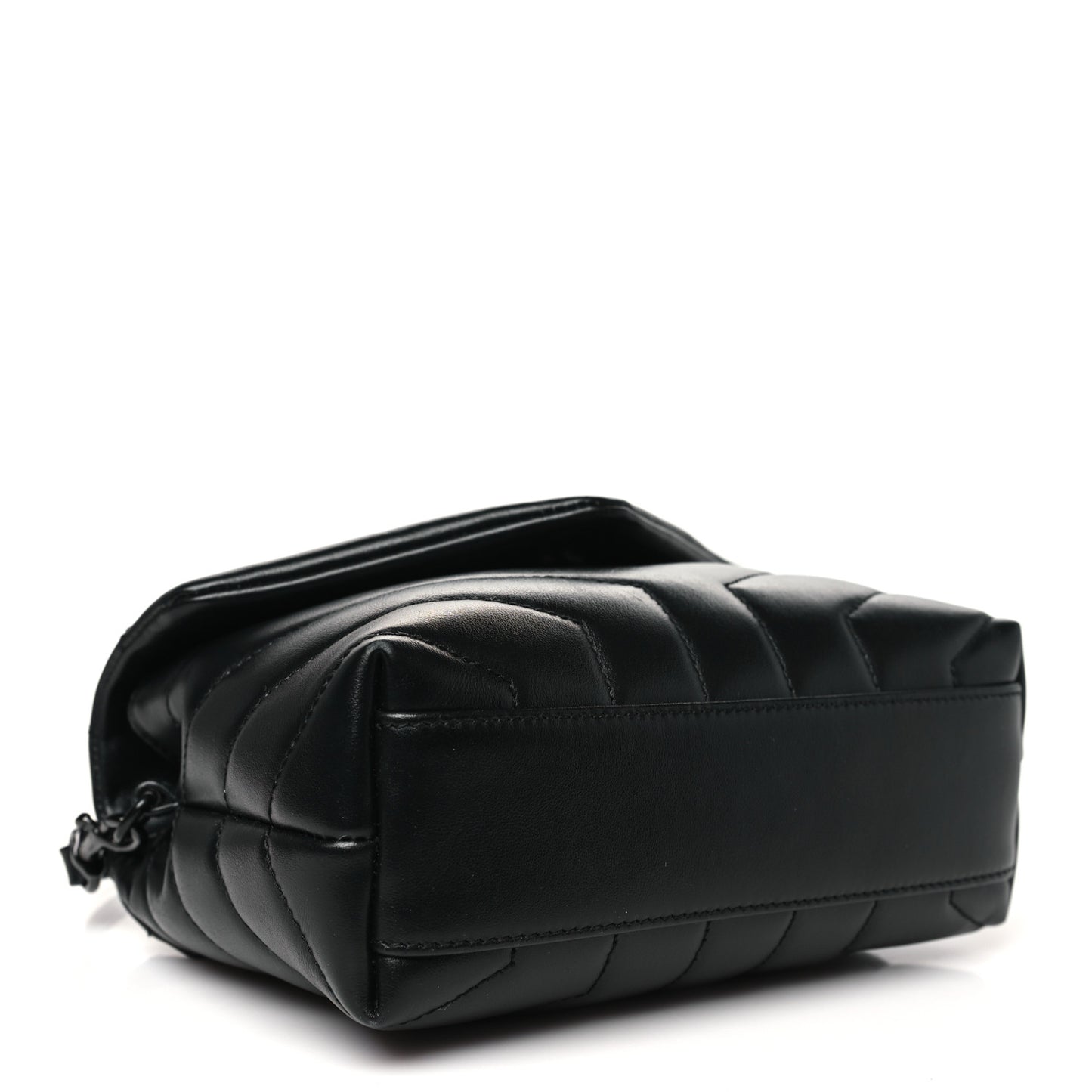 Calfskin Y Quilted Monogram Monochrome Toy Loulou Crossbody Bag Black