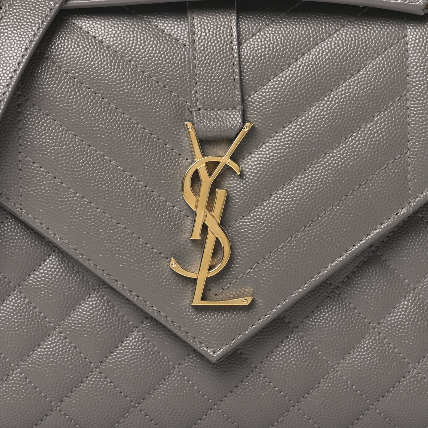 Grain De Poudre Textured Mixed Matelasse Medium Triquilt Monogram Satchel Fog