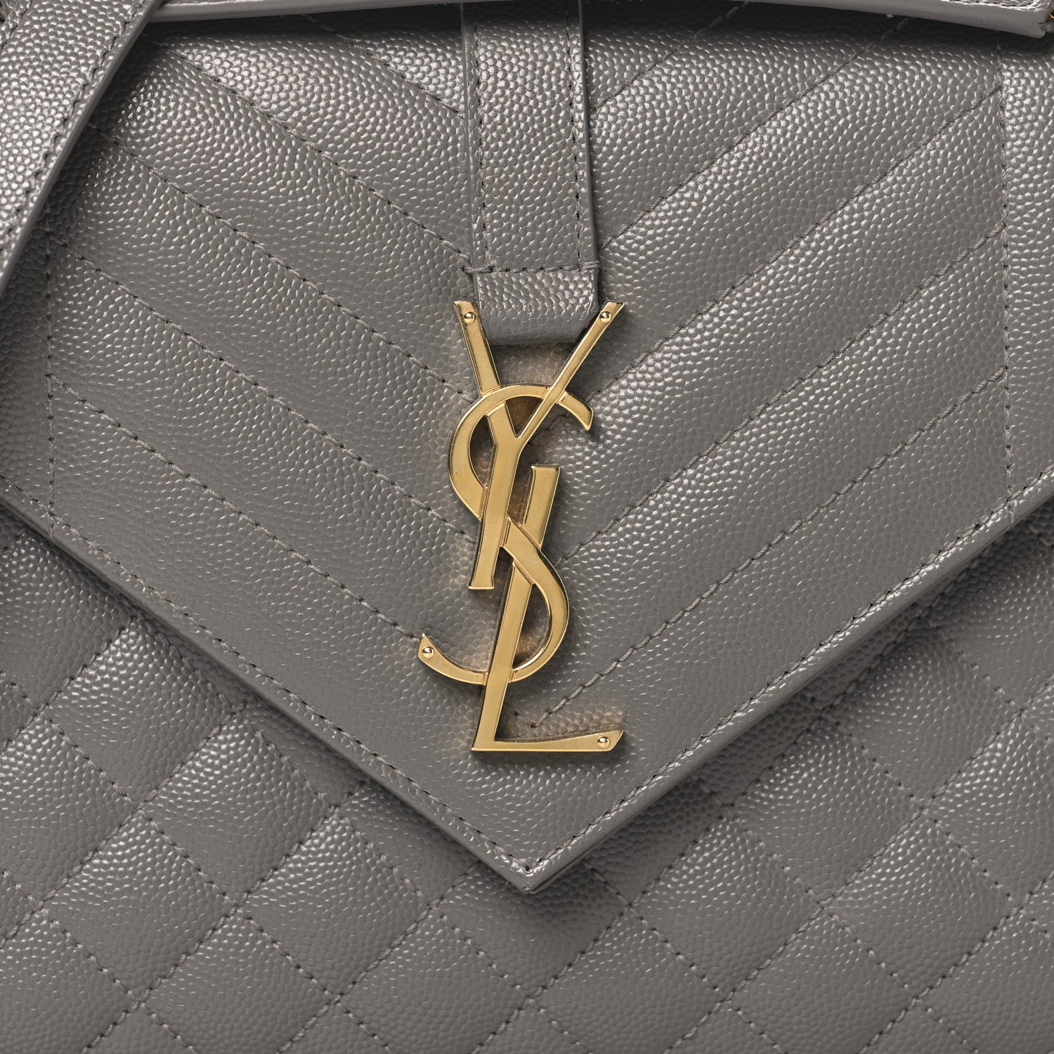 Saint Laurent Grain De Poudre Textured Mixed Matelasse Medium Triquilt Monogram Satchel Fog 7 of 10