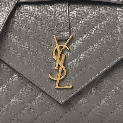 Saint Laurent Grain De Poudre Textured Mixed Matelasse Medium Triquilt Monogram Satchel Fog 7 of 10