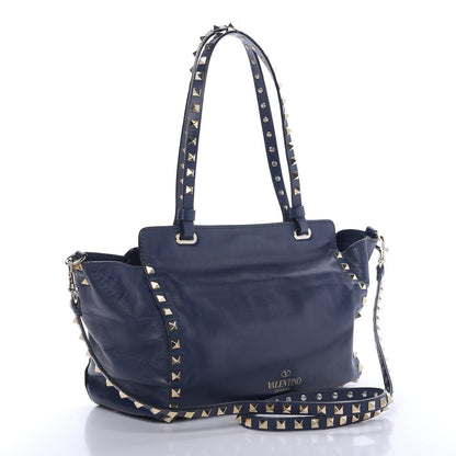 Valentino Garavani Vitello Small Rockstud Tote Marine 2 of 8