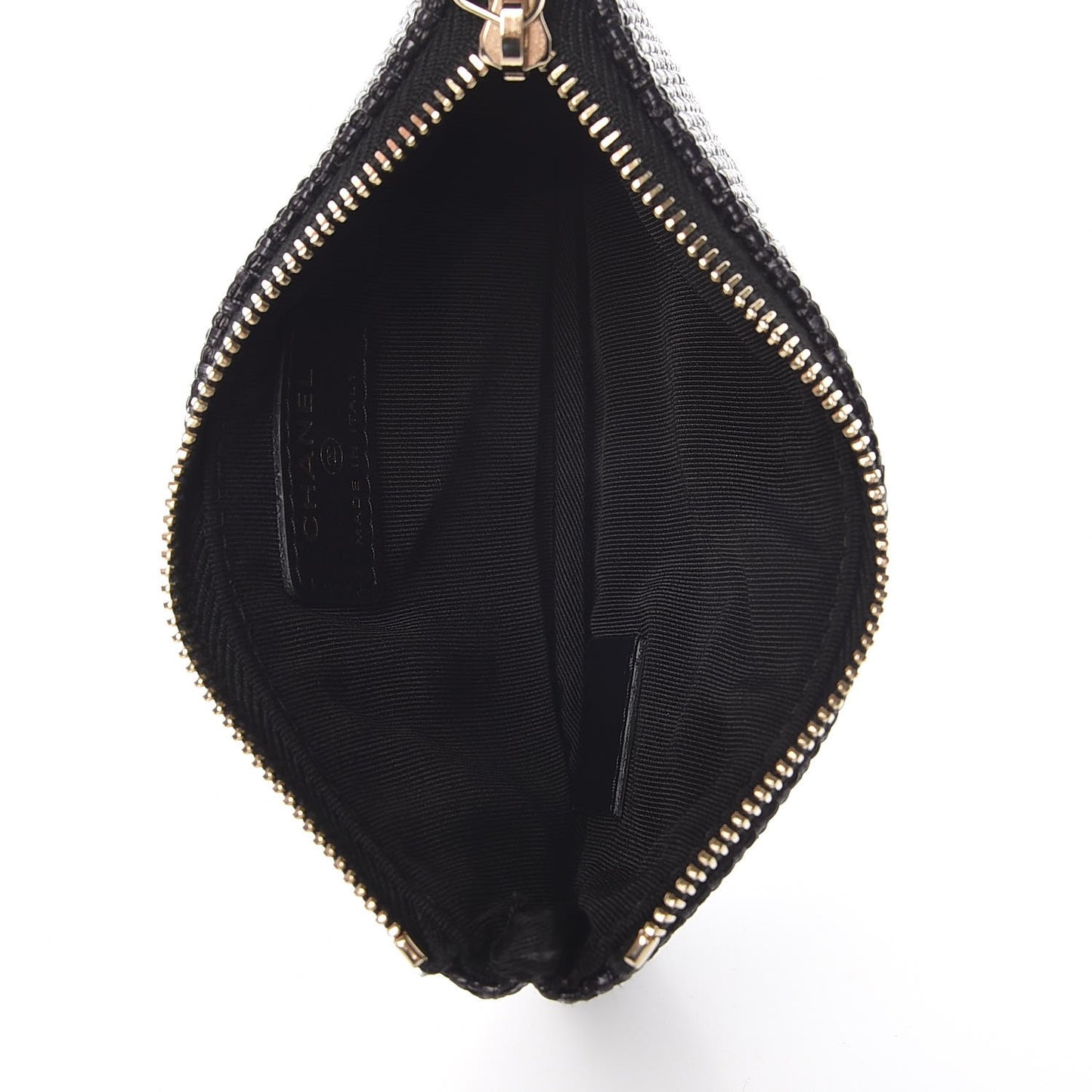 Woven Straw Raffia Deauville Cosmetic Pouch Black
