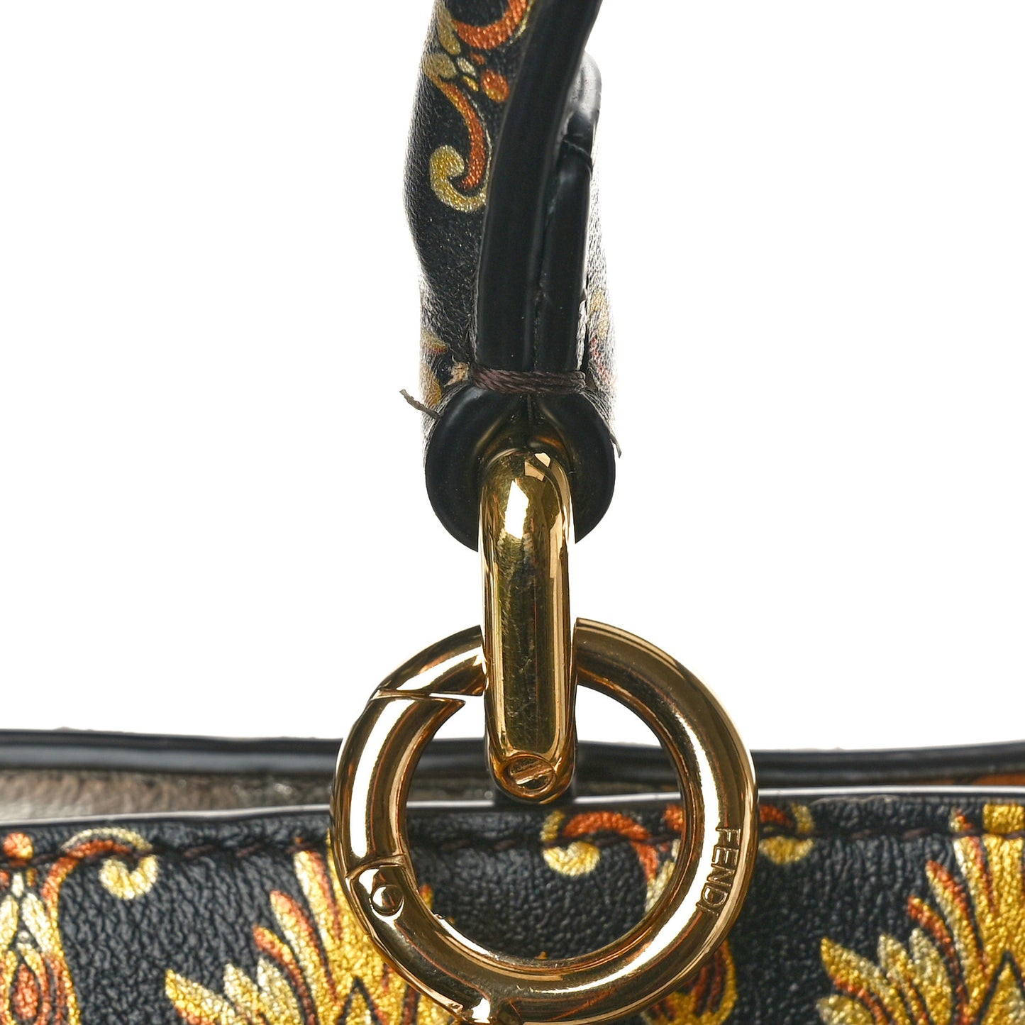 X VERSACE Vitello Seta Nappa Fendace FF Baroque Medium Peekaboo I SEE U Satchel Tobacco Black Gold