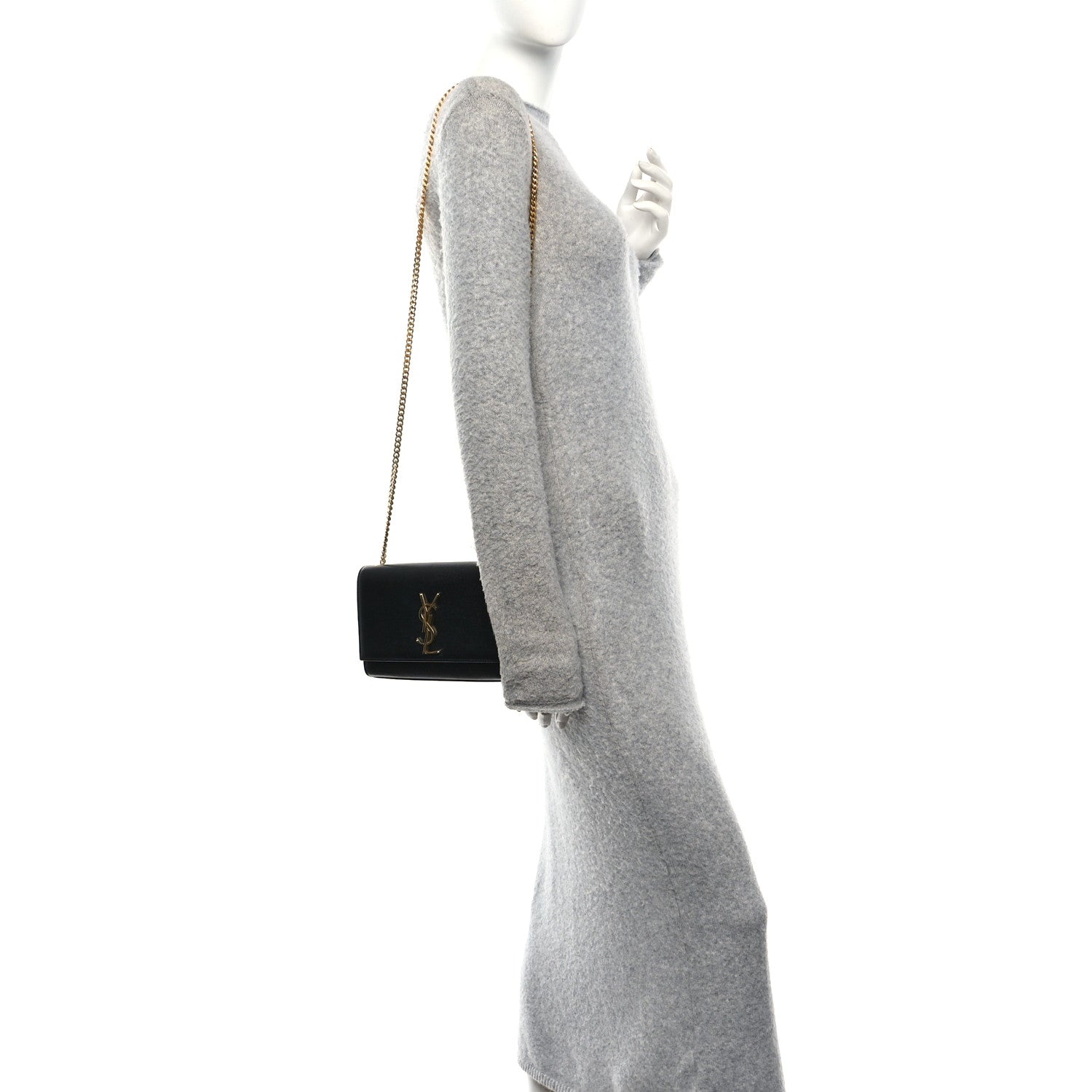 Saint Laurent Grain De Poudre Small Monogram Kate Satchel Black 2 of 11
