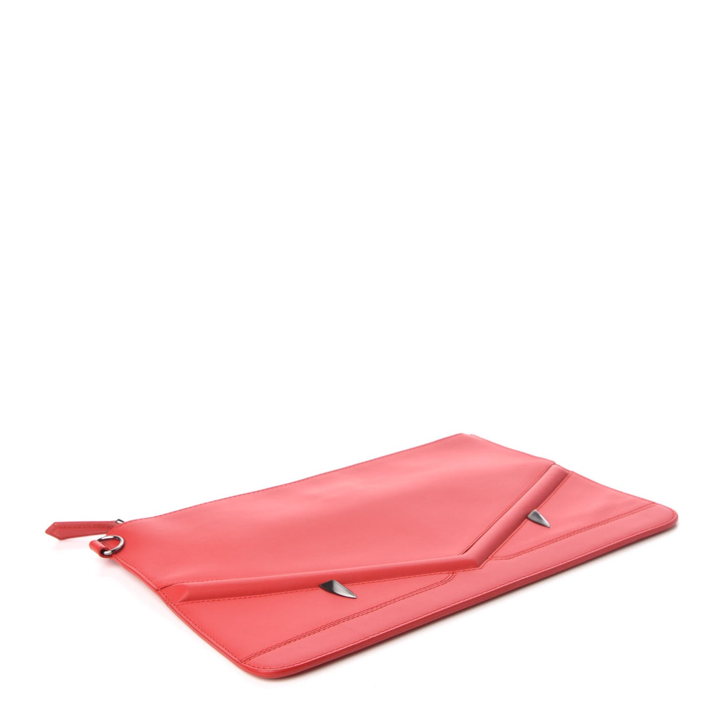 Vitello Century Eyebrow Monster Eyes Embossed Flat Pouch Rosso