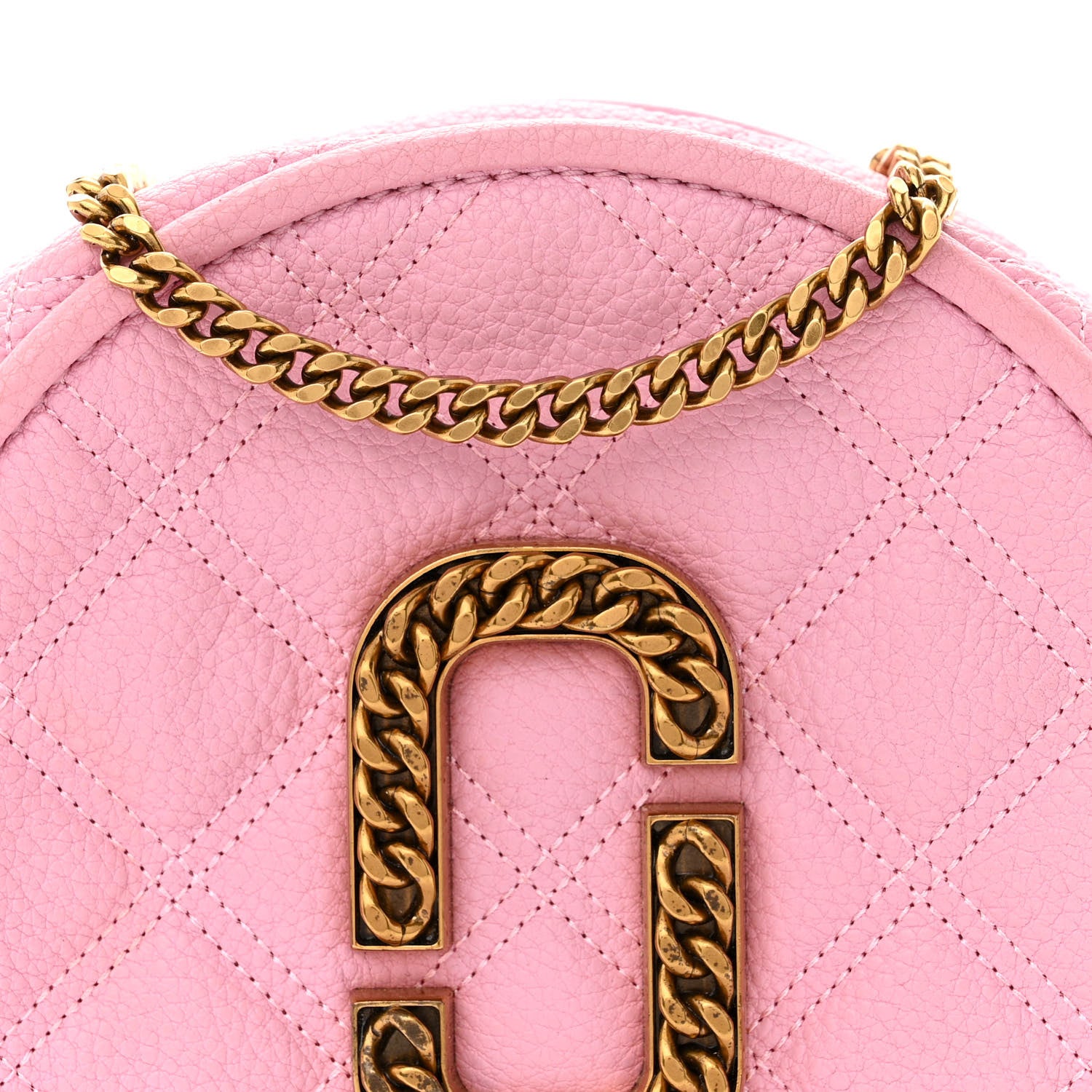 Marc Jacobs Grained Calfskin Quilted The Status Round Crossbody Pink 7 of 12