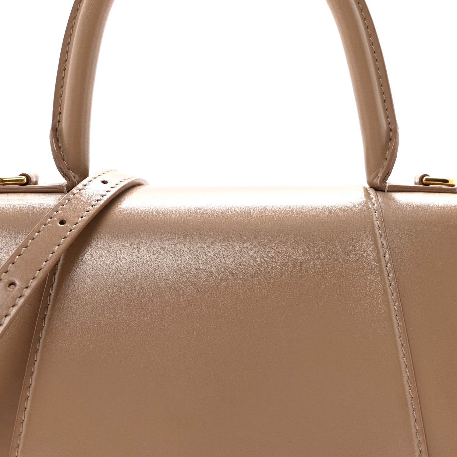 Balenciaga Shiny Box Calfskin Small Hourglass Top Handle Bag Sand 7 of 9